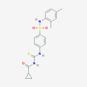 molecular formula C19H21N3O3S2 B320652 N-({4-[(2,4-dimethylphenyl)sulfamoyl]phenyl}carbamothioyl)cyclopropanecarboxamide 