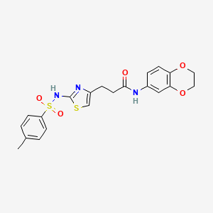 molecular formula C21H21N3O5S2 B3206552 N-(2,3-dihydro-1,4-benzodioxin-6-yl)-3-[2-(4-methylbenzenesulfonamido)-1,3-thiazol-4-yl]propanamide CAS No. 1040670-16-3