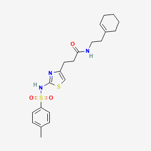 molecular formula C21H27N3O3S2 B3206595 N-(2-(cyclohex-1-en-1-yl)ethyl)-3-(2-(4-methylphenylsulfonamido)thiazol-4-yl)propanamide CAS No. 1040670-69-6