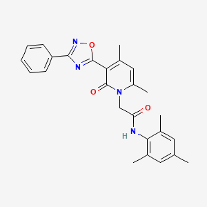 molecular formula C26H26N4O3 B3206652 2-[4,6-dimethyl-2-oxo-3-(3-phenyl-1,2,4-oxadiazol-5-yl)-1,2-dihydropyridin-1-yl]-N-(2,4,6-trimethylphenyl)acetamide CAS No. 1040671-43-9