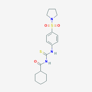 molecular formula C18H25N3O3S2 B320668 N-(cyclohexylcarbonyl)-N'-[4-(pyrrolidin-1-ylsulfonyl)phenyl]thiourea 