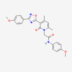 molecular formula C25H24N4O5 B3206710 N-(4-methoxyphenyl)-2-{3-[3-(4-methoxyphenyl)-1,2,4-oxadiazol-5-yl]-4,6-dimethyl-2-oxo-1,2-dihydropyridin-1-yl}acetamide CAS No. 1040672-03-4