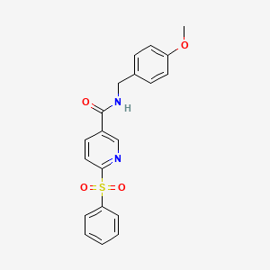 molecular formula C20H18N2O4S B3206796 6-(benzenesulfonyl)-N-[(4-methoxyphenyl)methyl]pyridine-3-carboxamide CAS No. 1040673-53-7