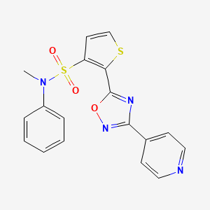 molecular formula C18H14N4O3S2 B3206837 N-methyl-N-phenyl-2-[3-(pyridin-4-yl)-1,2,4-oxadiazol-5-yl]thiophene-3-sulfonamide CAS No. 1040674-75-6