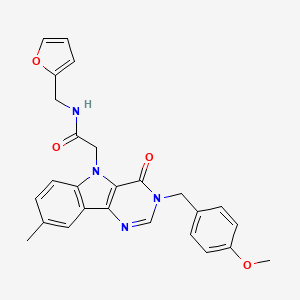 molecular formula C26H24N4O4 B3206890 N-[(furan-2-yl)methyl]-2-{3-[(4-methoxyphenyl)methyl]-8-methyl-4-oxo-3H,4H,5H-pyrimido[5,4-b]indol-5-yl}acetamide CAS No. 1040676-84-3