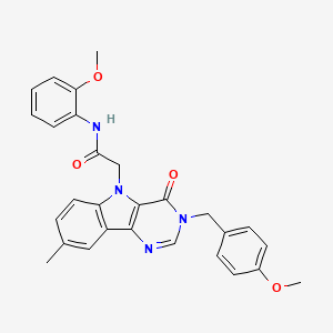 molecular formula C28H26N4O4 B3206904 N-(2-methoxyphenyl)-2-{3-[(4-methoxyphenyl)methyl]-8-methyl-4-oxo-3H,4H,5H-pyrimido[5,4-b]indol-5-yl}acetamide CAS No. 1040676-90-1