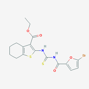 molecular formula C17H17BrN2O4S2 B320691 Ethyl 2-({[(5-bromo-2-furoyl)amino]carbothioyl}amino)-4,5,6,7-tetrahydro-1-benzothiophene-3-carboxylate 