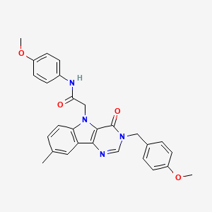 molecular formula C28H26N4O4 B3206915 N-(4-methoxyphenyl)-2-{3-[(4-methoxyphenyl)methyl]-8-methyl-4-oxo-3H,4H,5H-pyrimido[5,4-b]indol-5-yl}acetamide CAS No. 1040676-96-7