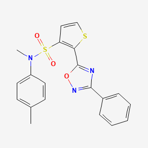 molecular formula C20H17N3O3S2 B3206959 N-methyl-N-(4-methylphenyl)-2-(3-phenyl-1,2,4-oxadiazol-5-yl)thiophene-3-sulfonamide CAS No. 1040678-12-3