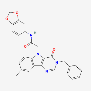 molecular formula C27H22N4O4 B3207072 N-(2H-1,3-benzodioxol-5-yl)-2-{3-benzyl-8-methyl-4-oxo-3H,4H,5H-pyrimido[5,4-b]indol-5-yl}acetamide CAS No. 1040679-01-3