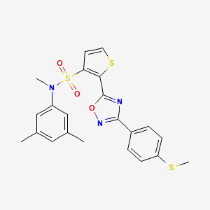 molecular formula C22H21N3O3S3 B3207142 N-(3,5-dimethylphenyl)-N-methyl-2-{3-[4-(methylsulfanyl)phenyl]-1,2,4-oxadiazol-5-yl}thiophene-3-sulfonamide CAS No. 1040679-33-1