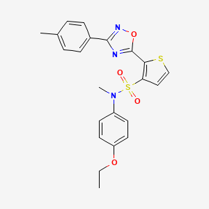 molecular formula C22H21N3O4S2 B3207191 N-(4-ethoxyphenyl)-N-methyl-2-[3-(4-methylphenyl)-1,2,4-oxadiazol-5-yl]thiophene-3-sulfonamide CAS No. 1040680-05-4