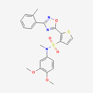 molecular formula C22H21N3O5S2 B3207203 N-(3,4-dimethoxyphenyl)-N-methyl-2-[3-(2-methylphenyl)-1,2,4-oxadiazol-5-yl]thiophene-3-sulfonamide CAS No. 1040680-17-8