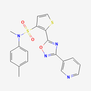 molecular formula C19H16N4O3S2 B3207246 N-methyl-N-(4-methylphenyl)-2-[3-(pyridin-3-yl)-1,2,4-oxadiazol-5-yl]thiophene-3-sulfonamide CAS No. 1040681-84-2