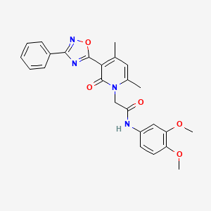molecular formula C25H24N4O5 B3207252 N-(3,4-dimethoxyphenyl)-2-[4,6-dimethyl-2-oxo-3-(3-phenyl-1,2,4-oxadiazol-5-yl)-1,2-dihydropyridin-1-yl]acetamide CAS No. 1040681-86-4