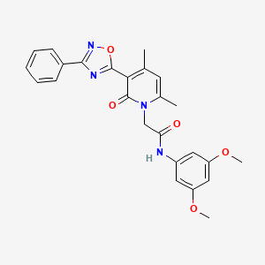 molecular formula C25H24N4O5 B3207286 N-(3,5-dimethoxyphenyl)-2-[4,6-dimethyl-2-oxo-3-(3-phenyl-1,2,4-oxadiazol-5-yl)-1,2-dihydropyridin-1-yl]acetamide CAS No. 1040682-47-0