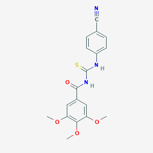 molecular formula C18H17N3O4S B320729 N-[(4-cyanophenyl)carbamothioyl]-3,4,5-trimethoxybenzamide 