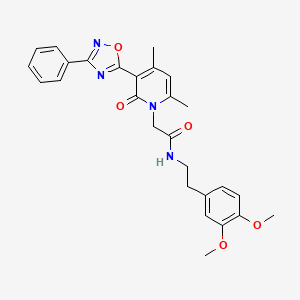 molecular formula C27H28N4O5 B3207308 N-[2-(3,4-dimethoxyphenyl)ethyl]-2-[4,6-dimethyl-2-oxo-3-(3-phenyl-1,2,4-oxadiazol-5-yl)-1,2-dihydropyridin-1-yl]acetamide CAS No. 1040683-42-8