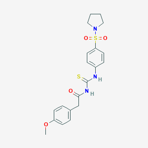 molecular formula C20H23N3O4S2 B320732 N-[(4-methoxyphenyl)acetyl]-N'-[4-(1-pyrrolidinylsulfonyl)phenyl]thiourea 