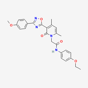 molecular formula C26H26N4O5 B3207331 N-(4-ethoxyphenyl)-2-{3-[3-(4-methoxyphenyl)-1,2,4-oxadiazol-5-yl]-4,6-dimethyl-2-oxo-1,2-dihydropyridin-1-yl}acetamide CAS No. 1040685-19-5
