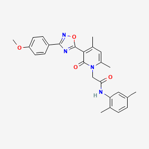 molecular formula C26H26N4O4 B3207334 N-(2,5-dimethylphenyl)-2-{3-[3-(4-methoxyphenyl)-1,2,4-oxadiazol-5-yl]-4,6-dimethyl-2-oxo-1,2-dihydropyridin-1-yl}acetamide CAS No. 1040685-26-4