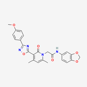 molecular formula C25H22N4O6 B3207341 N-(2H-1,3-benzodioxol-5-yl)-2-{3-[3-(4-methoxyphenyl)-1,2,4-oxadiazol-5-yl]-4,6-dimethyl-2-oxo-1,2-dihydropyridin-1-yl}acetamide CAS No. 1040685-38-8