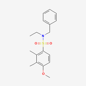 molecular formula C18H23NO3S B3207556 N-benzyl-N-ethyl-4-methoxy-2,3-dimethylbenzene-1-sulfonamide CAS No. 1043690-02-3