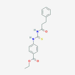 molecular formula C19H20N2O3S B320799 ethyl 4-({[(3-phenylpropanoyl)amino]carbothioyl}amino)benzoate 