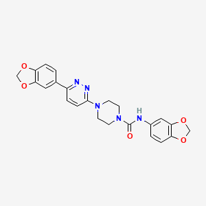 molecular formula C23H21N5O5 B3208092 N-(2H-1,3-benzodioxol-5-yl)-4-[6-(2H-1,3-benzodioxol-5-yl)pyridazin-3-yl]piperazine-1-carboxamide CAS No. 1049313-70-3