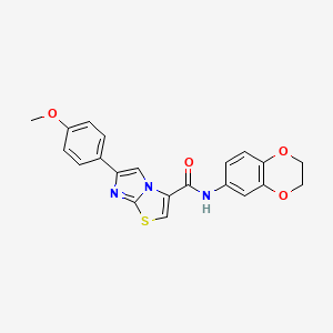 molecular formula C21H17N3O4S B3208182 N-(2,3-dihydro-1,4-benzodioxin-6-yl)-6-(4-methoxyphenyl)imidazo[2,1-b][1,3]thiazole-3-carboxamide CAS No. 1049367-73-8