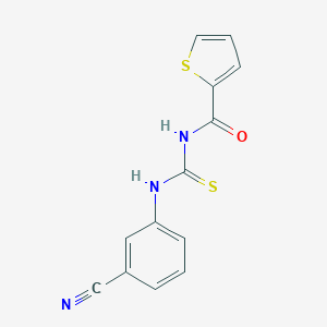 molecular formula C13H9N3OS2 B320829 N-[(3-cyanophenyl)carbamothioyl]thiophene-2-carboxamide 