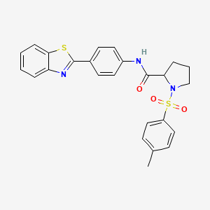 molecular formula C25H23N3O3S2 B3208415 N-[4-(1,3-benzothiazol-2-yl)phenyl]-1-(4-methylbenzenesulfonyl)pyrrolidine-2-carboxamide CAS No. 1049931-84-1