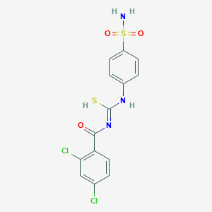 molecular formula C14H11Cl2N3O3S2 B320843 N'-(2,4-dichlorobenzoyl)-N-(4-sulfamoylphenyl)carbamimidothioic acid 