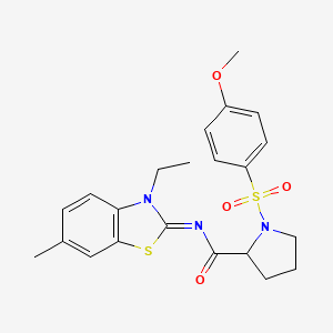 molecular formula C22H25N3O4S2 B3208432 N-[(2E)-3-ethyl-6-methyl-2,3-dihydro-1,3-benzothiazol-2-ylidene]-1-(4-methoxybenzenesulfonyl)pyrrolidine-2-carboxamide CAS No. 1049969-87-0