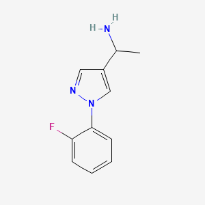 molecular formula C11H12FN3 B3208459 1-(1-(2-Fluorophenyl)-1H-pyrazol-4-yl)ethanamine CAS No. 1049988-71-7
