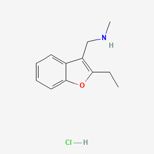 molecular formula C12H16ClNO B3208643 N-[(2-ethyl-1-benzofuran-3-yl)methyl]-N-methylamine hydrochloride CAS No. 1052545-07-9