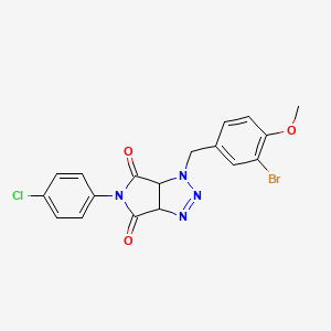 molecular formula C18H14BrClN4O3 B3208713 1-[(3-bromo-4-methoxyphenyl)methyl]-5-(4-chlorophenyl)-1H,3aH,4H,5H,6H,6aH-pyrrolo[3,4-d][1,2,3]triazole-4,6-dione CAS No. 1052604-53-1