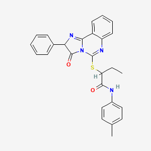 molecular formula C27H24N4O2S B3208749 N-(4-methylphenyl)-2-({3-oxo-2-phenyl-2H,3H-imidazo[1,2-c]quinazolin-5-yl}sulfanyl)butanamide CAS No. 1053077-80-7