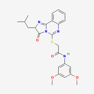 molecular formula C24H26N4O4S B3208754 N-(3,5-dimethoxyphenyl)-2-{[2-(2-methylpropyl)-3-oxo-2H,3H-imidazo[1,2-c]quinazolin-5-yl]sulfanyl}acetamide CAS No. 1053078-72-0