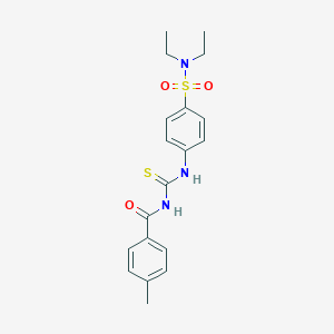 molecular formula C19H23N3O3S2 B320880 N-[[4-(diethylsulfamoyl)phenyl]carbamothioyl]-4-methylbenzamide 