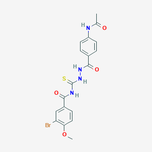 molecular formula C18H17BrN4O4S B320895 N-({[(3-BROMO-4-METHOXYPHENYL)FORMAMIDO]METHANETHIOYL}AMINO)-4-ACETAMIDOBENZAMIDE 