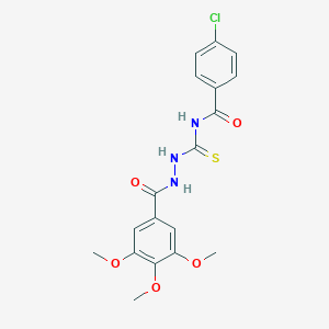 molecular formula C18H18ClN3O5S B320906 4-chloro-N-{[2-(3,4,5-trimethoxybenzoyl)hydrazino]carbothioyl}benzamide 