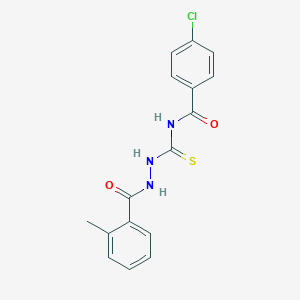 molecular formula C16H14ClN3O2S B320907 N-({[(4-CHLOROPHENYL)FORMAMIDO]METHANETHIOYL}AMINO)-2-METHYLBENZAMIDE 