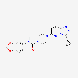 molecular formula C20H21N7O3 B3209192 N-(2H-1,3-benzodioxol-5-yl)-4-{3-cyclopropyl-[1,2,4]triazolo[4,3-b]pyridazin-6-yl}piperazine-1-carboxamide CAS No. 1058234-76-6