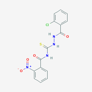 molecular formula C15H11ClN4O4S B320920 N-{[2-(2-chlorobenzoyl)hydrazino]carbothioyl}-2-nitrobenzamide 