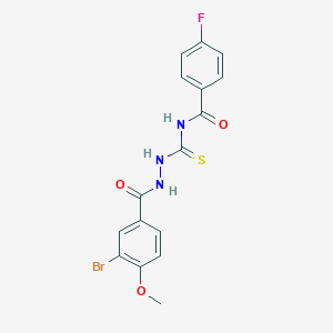 molecular formula C16H13BrFN3O3S B320925 N-{[2-(3-bromo-4-methoxybenzoyl)hydrazino]carbothioyl}-4-fluorobenzamide 
