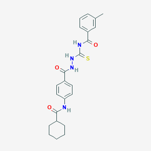 molecular formula C23H26N4O3S B320929 4-CYCLOHEXANEAMIDO-N-({[(3-METHYLPHENYL)FORMAMIDO]METHANETHIOYL}AMINO)BENZAMIDE 