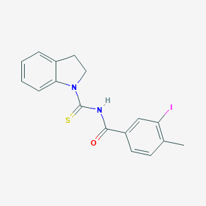 molecular formula C17H15IN2OS B320933 N-(2,3-dihydro-1H-indol-1-ylcarbonothioyl)-3-iodo-4-methylbenzamide 