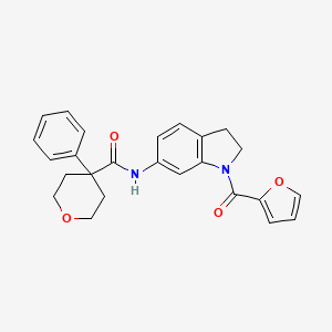 molecular formula C25H24N2O4 B3209451 N-(1-(furan-2-carbonyl)indolin-6-yl)-4-phenyltetrahydro-2H-pyran-4-carboxamide CAS No. 1058490-41-7
