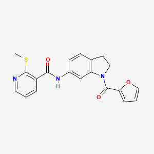 molecular formula C20H17N3O3S B3209564 N-(1-(furan-2-carbonyl)indolin-6-yl)-2-(methylthio)nicotinamide CAS No. 1060181-92-1